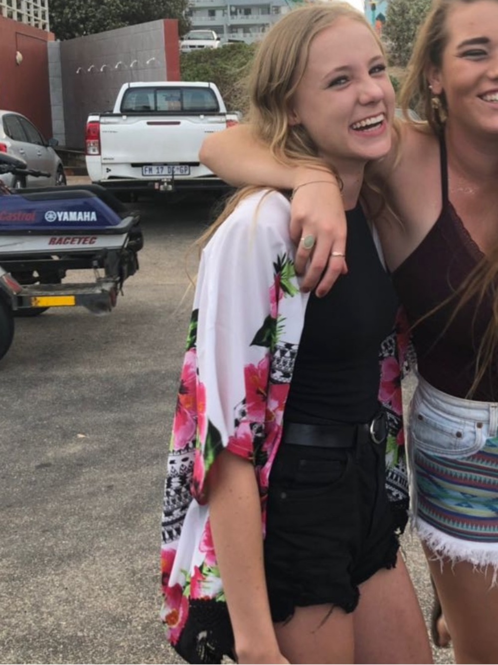 Floral Kimono Cover-Up with Pink Hibiscus Print